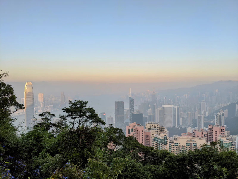 a view of a city with tall buildings in the distance